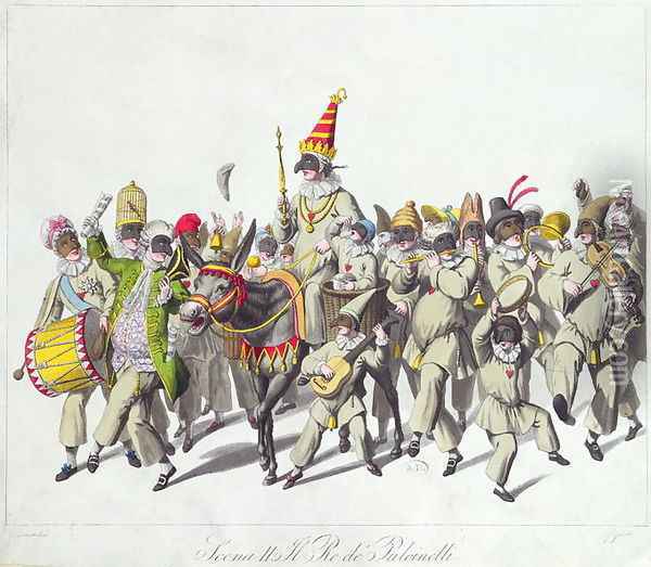 Procession of King Punch during the Roman Carnival, early 19th century Oil Painting - Stuermer, Johann Heinrich