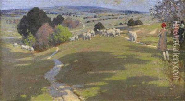 Springtime On The South Downs Oil Painting - George Henry