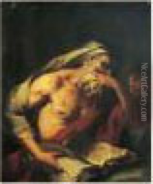 Un Philosophe Antique Oil Painting - Giovanni Battista Langetti