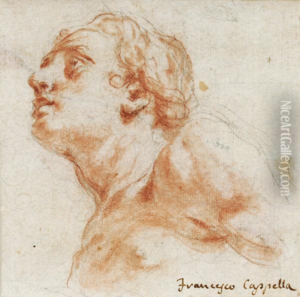 Kopf Mit Schulteransatz Eines Mannes - Ruckseitig: Arm Oil Painting - Francesco Cappella