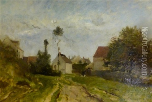 L'entree Du Village Oil Painting - Charles Francois Daubigny