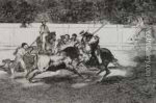 El Esforzado Rendon Picando Un Toro Oil Painting - Francisco De Goya y Lucientes