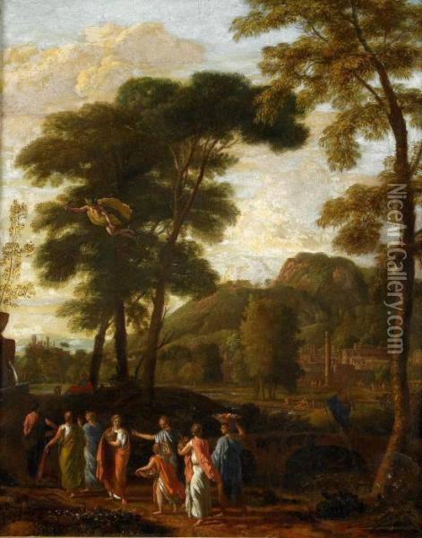 Mercurius Ledsagar Sallskap Med Offergavor Oil Painting - Johannes (Polidoro) Glauber
