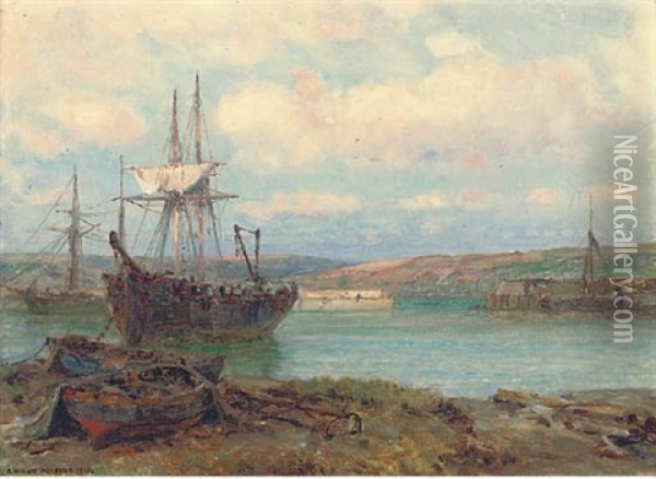 Cormack Harbour (+ Another, Similar; Pair) Oil Painting - Arthur Wilde Parsons