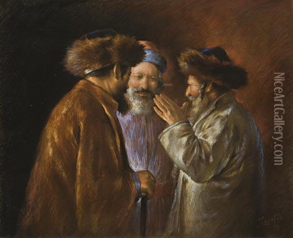 Incontro Di Rabbini Oil Painting - Lazar' Leibovich Krestin