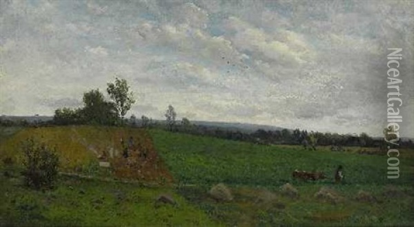 Landschaft Mit Kartoffelernte Oil Painting - Karl Buchholz