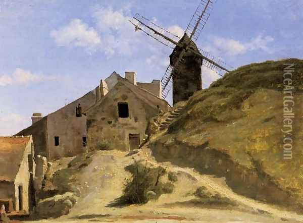 A Windmill in Montmartre Oil Painting - Jean-Baptiste-Camille Corot