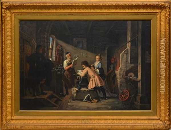 The Blacksmith's Workshop Oil Painting - Johann Hermann Kretzschmer