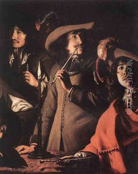 Smokers In An Interior (detail) Oil Painting - Le Nain Brothers