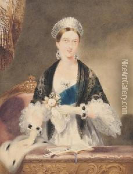 Portrait Of Queen Victoria Oil Painting - William Warman