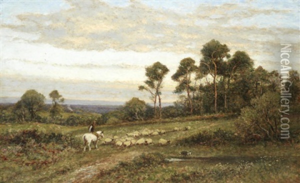 A Surrey Pasture Oil Painting - Alfred Augustus Glendening Sr.