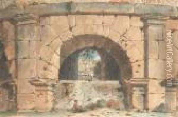 Vue D'une Arche Du Colisee A Rome Oil Painting - Victor-Jean Nicolle