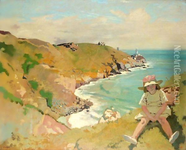 The Edge Of The Cliff, Howth Oil Painting - Sir William Newenham Montague Orpen