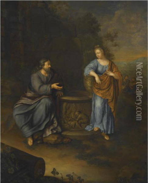 Christ And The Woman Of Samaria Oil Painting - Frans Ii Van Mieris
