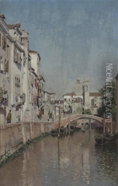 A Quiet Canal, Venice Oil Painting - Martin Rico y Ortega