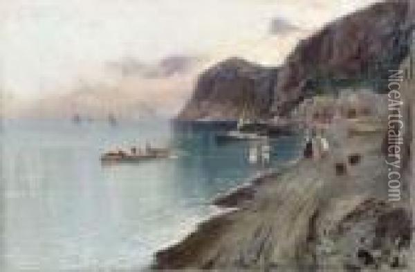 Marina Grande A Capri Oil Painting - Oscar Ricciardi