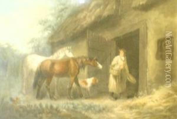 The Horse Feeder 1797 Oil Painting - George Moreland