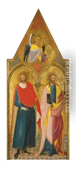 Saints Julian And James The Greater And The Archangel Gabriel Oil Painting - Battista Di Biagio Sanguigni