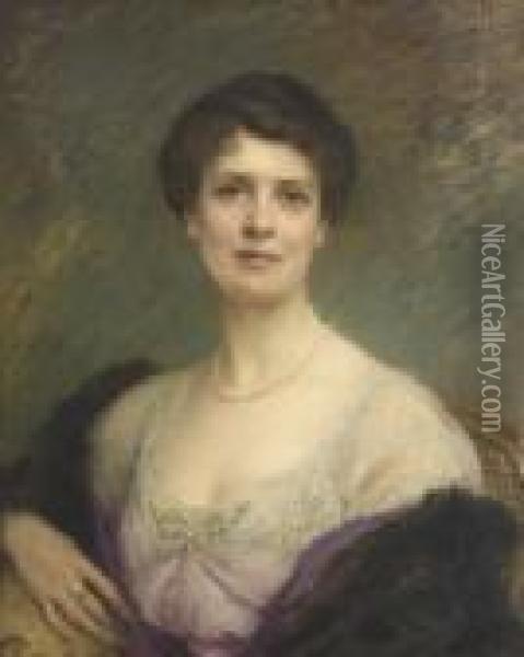 Damenportrat Mit Perlenkette Oil Painting - Charles Amable Lenoir