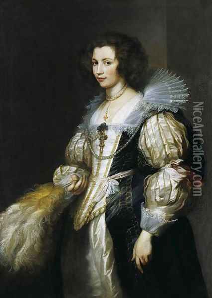 Portrait of Maria de Tassis c 1629 1630 Oil Painting - Sir Anthony Van Dyck