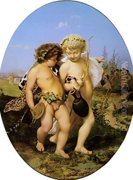 Drunken Bacchus and Cupid Oil Painting - Jean-Leon Gerome