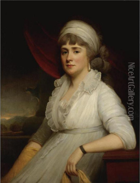 Portrait Of Mrs John Marsh, Nee Lucy Gostling Oil Painting - Martin Archer Shee