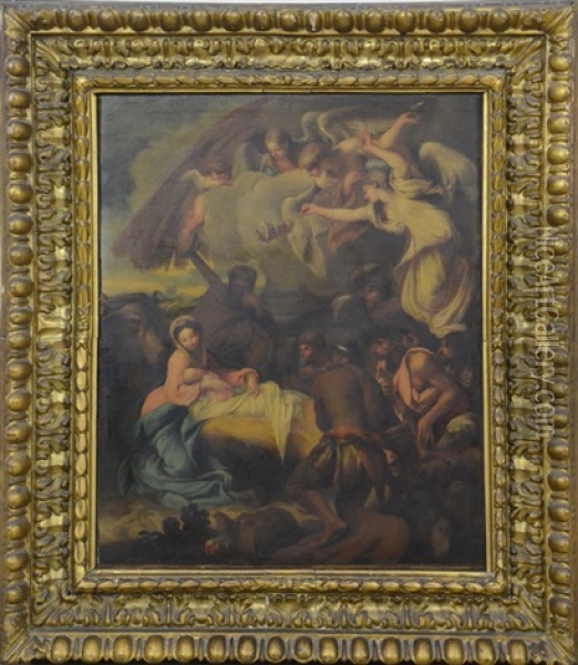 Adoration De La Vierge Oil Painting - Giovanni Benedetto Castiglione