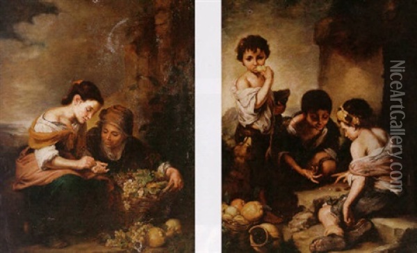 The Young Grape Seller Oil Painting - Bartolome Esteban Murillo