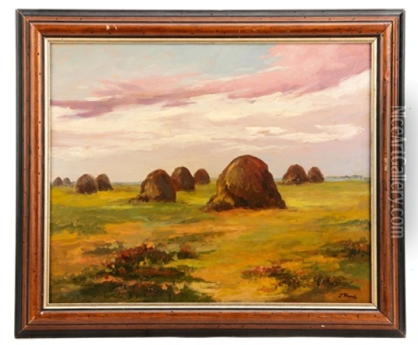 Haystacks Oil Painting - Ivan Trusz