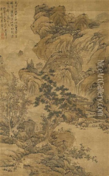 Landscape In The Style Of Dong Yuan Oil Painting -  Lan Ying