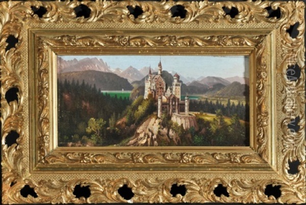 Blick Auf Schloss Neuschwanstein Oil Painting - Hubert Sattler