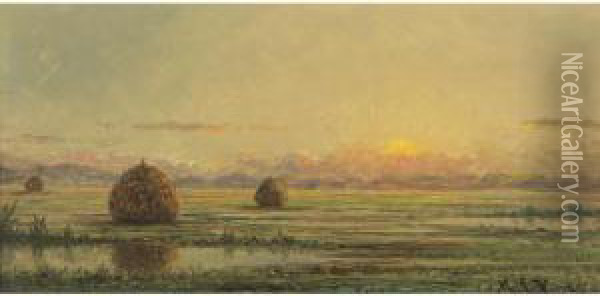 Sunset - A Sketch Oil Painting - Martin Johnson Heade
