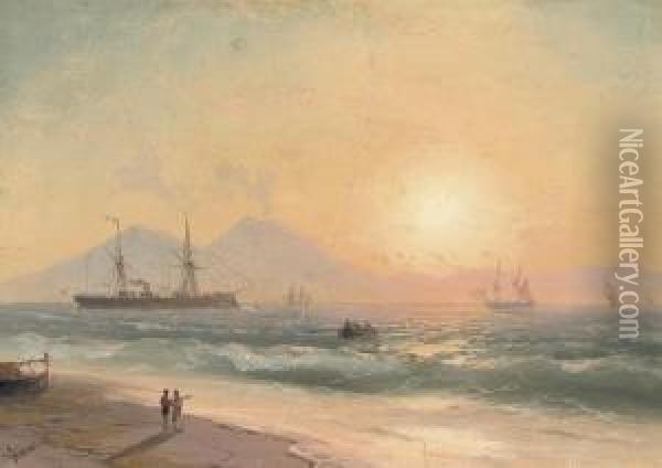 Watching Ships At Sunset Oil Painting - Ivan Konstantinovich Aivazovsky