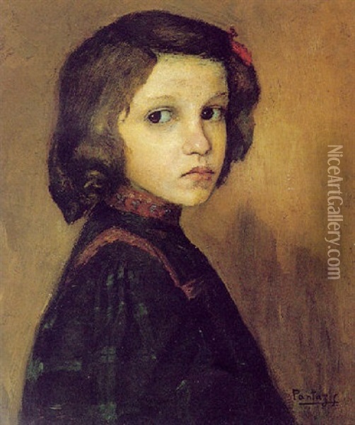 Portrait Of A Young Girl Oil Painting - Pericles Pantazis