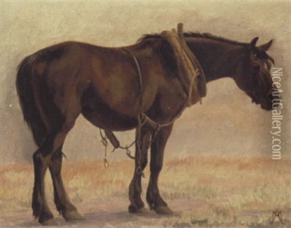 Hest Oil Painting - Adolf Heinrich Mackeprang