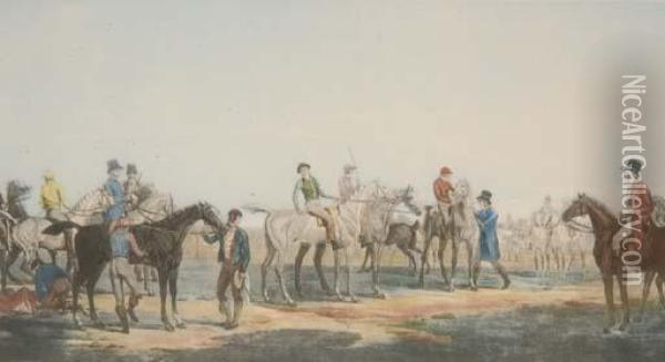 Le Depart D'une Poule De Sept Chevaux Par Louis-philibert Debucourt Oil Painting - Carle Vernet