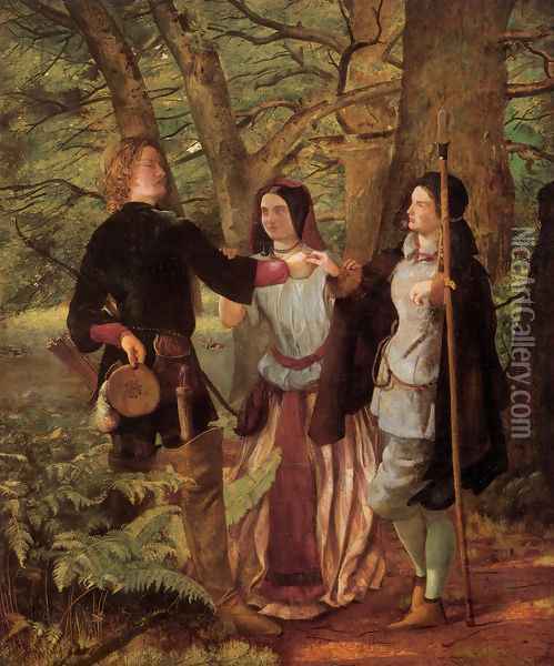 A Scene from As You Like It (or The Mock Marriage of Orlando and Rosalin) Oil Painting - Walter Howell Deverell