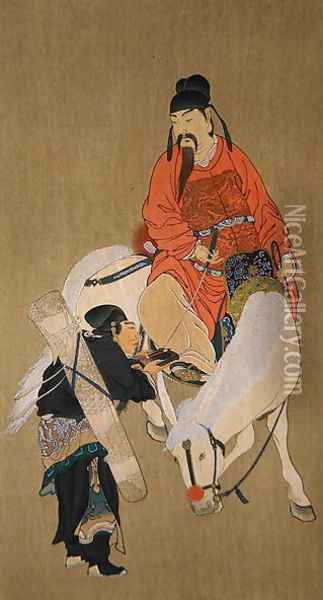 Wen Cheng Hsing, god of luck, illustration published in 'The Kokka' magazine, Japan, 1900-01 Oil Painting - Anonymous Artist