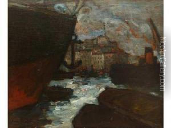 Bateaux Dans Le Vieux-port Oil Painting - Jean-Jacques Roque