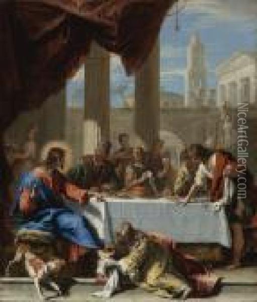 Christ In The House Of Simon Oil Painting - Sebastiano Ricci