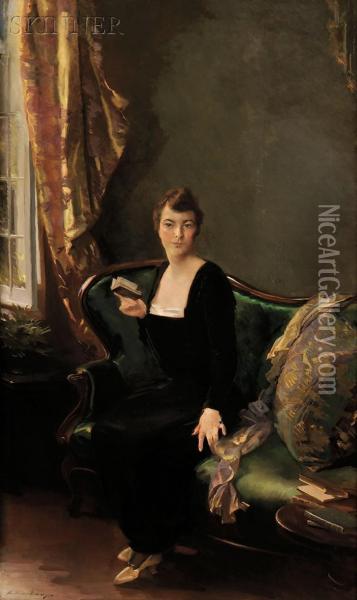 A Lady In Black Oil Painting - Cecilia Beaux