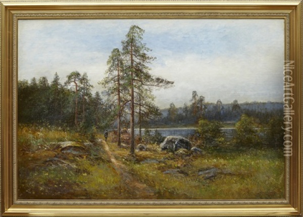 Skogspromenad Oil Painting - Johan Severin Nilsson