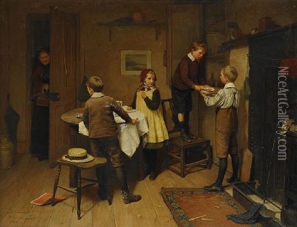 Caught In The Act Oil Painting - Harry Brooker