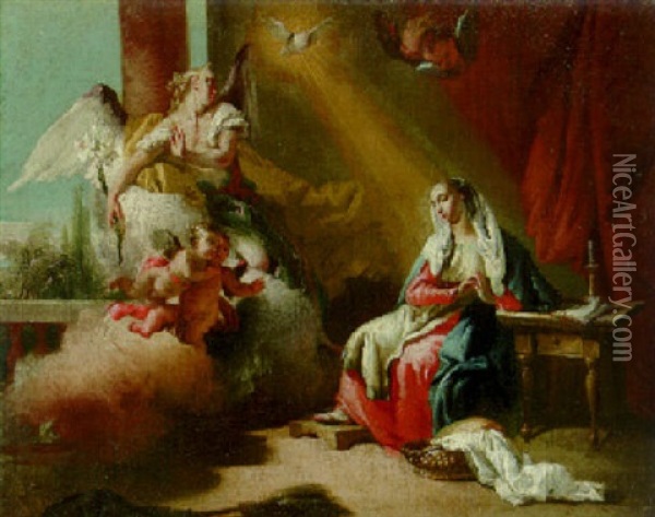 The Annunciation Oil Painting - Francesco Zugno the Elder