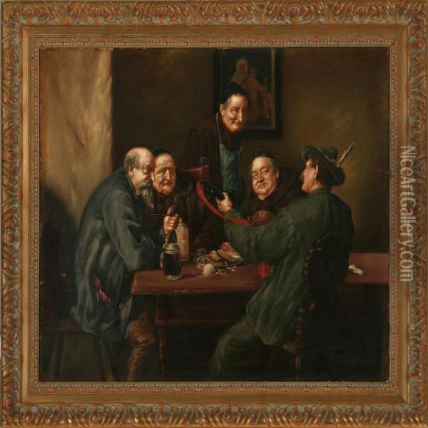 Monksare Drinking Beers Oil Painting - Eduard Von Grutzner
