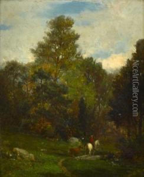 Forest Scene With Rider Oil Painting - Samuel Lancaster Gerry