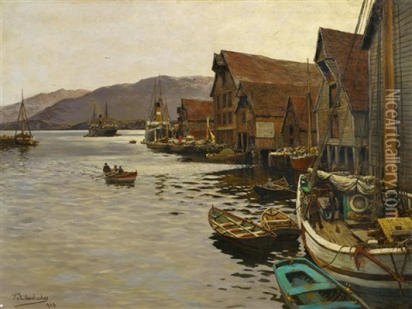 Im Hafen Von Flekkefjord, Norwegen Oil Painting - Karl Paul Themistocles von Eckenbrecher
