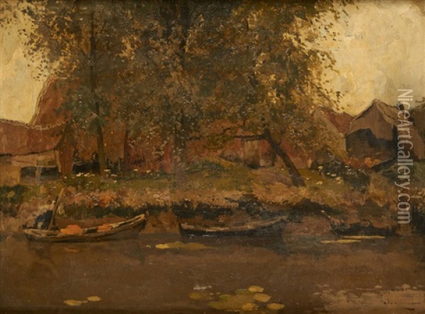 Bord De Canal Oil Painting - Armand Adrien Marie Apol