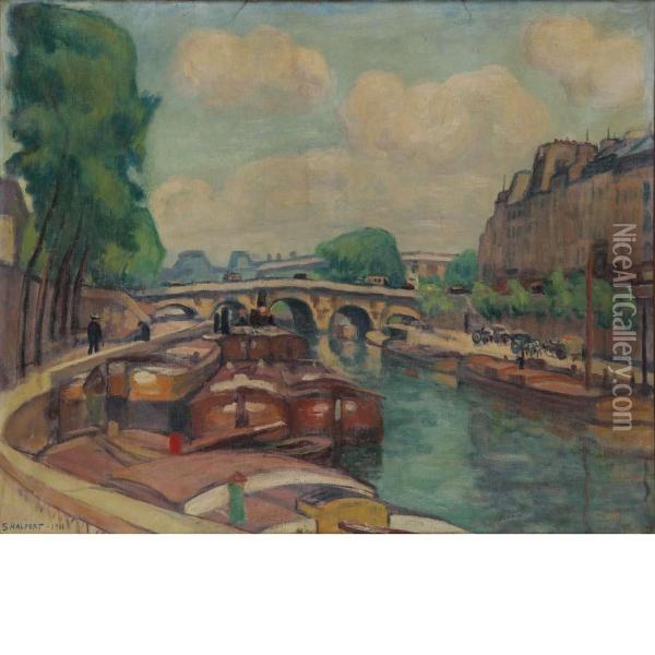 La Seine, Paris Oil Painting - Samuel Halpert