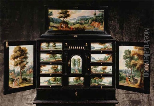 Cabinet Flamand Oil Painting - Isaac Van Oosten